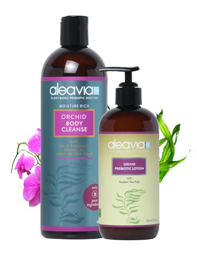 Aleavia Orchid Body Wash & Lotion Bundle - Moisturizing, Vegan, Prebiotic Care - 16oz & 12oz