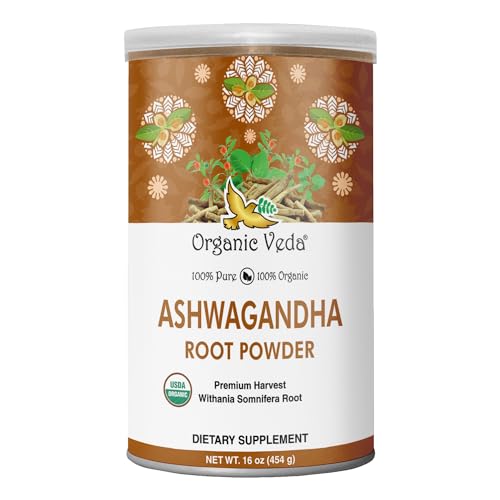 Organic Veda Ashwagandha Powder - Boosts Energy, Mood & Immunity - 100% Pure, Vegan, 16oz