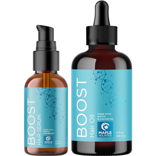 Maple Holistics Hair Growth Bundle - Biotin Serum & Oil for Thicker, Lustrous Hair - 2pcs