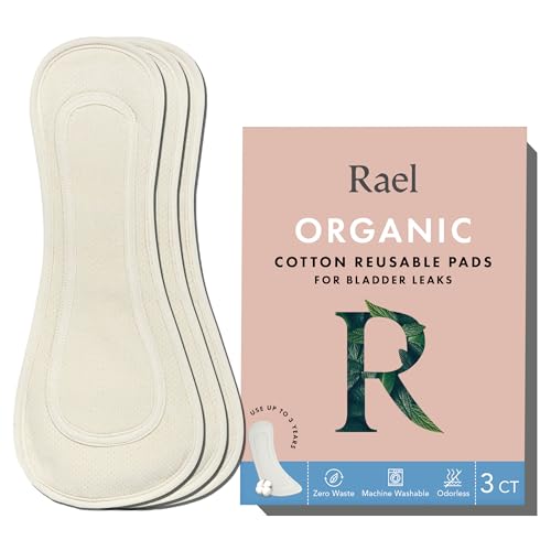 Rael Reusable Menstrual Pads - Organic Cotton Cover, Leak Protection, Hypoallergenic - 3 Count