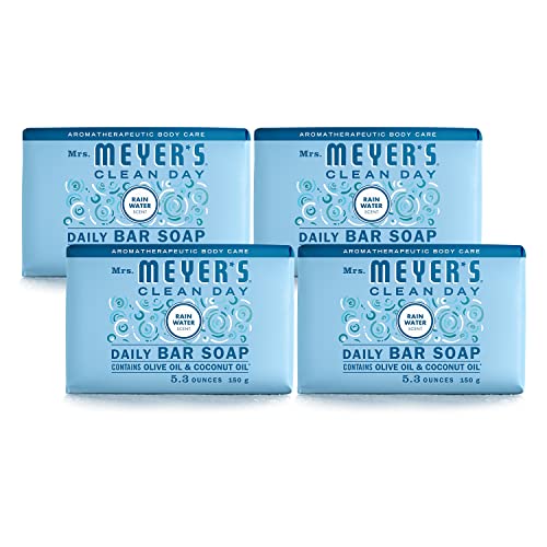 Mrs. Meyer's Clean Day Bar Soap - Moisturizing, Essential Oils, Rain Water Scent - 5.3oz, 4 Bars