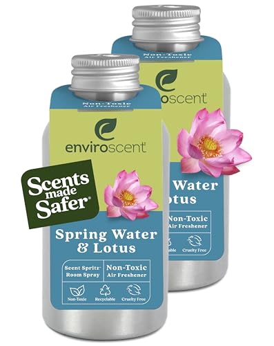 Enviroscent Air Freshener Spray - Non-Toxic, Refreshing Spring Water & Lotus - 2 Refillable Spritz