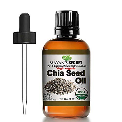 Mayan's Secret Chia Seed Oil - 100% Pure Moisturizer, Omega-3 Rich, 4oz Amber Glass Bottle