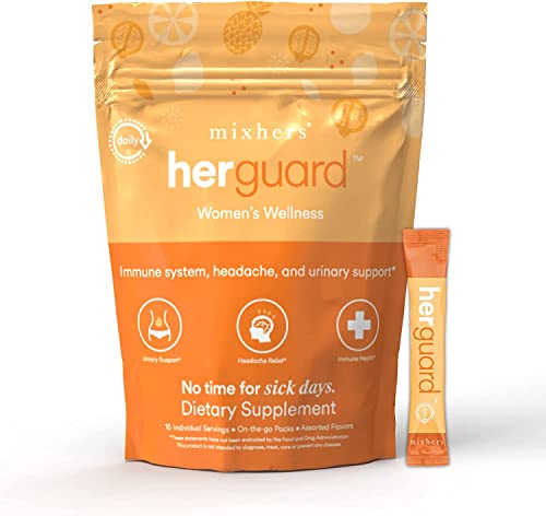 MIXHERS Herguard Immune Defense Supplement - Vitamin C & Zinc for Women - 15 Drink Packets