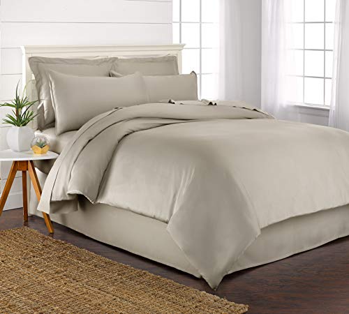 Pure Bamboo King Duvet Cover Set - 100% Organic Viscose, Cooling Comfort, 2 Pillowcases - Sand