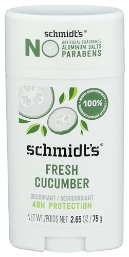 Schmidts Deodorant - Fresh Cucumber Scent, Certified Organic, No Animal Testing - 2.65oz