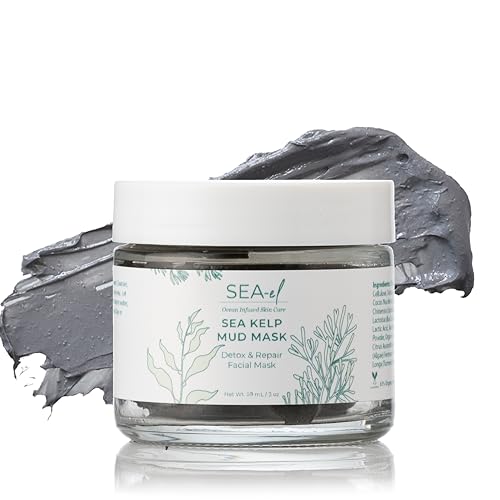Sea-el Sea Kelp Mud Face Mask - Detox & Hydrate with Charcoal, Turmeric, Aloe - 2oz