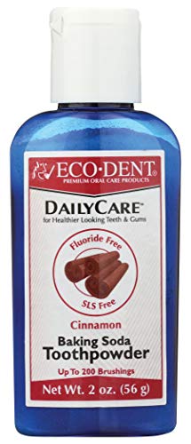 ECO-DENT Toothpowder - Low Abrasivity, Fluoride-Free, Vegan - Cinnamon, 2 oz Bottle, 2 Pack