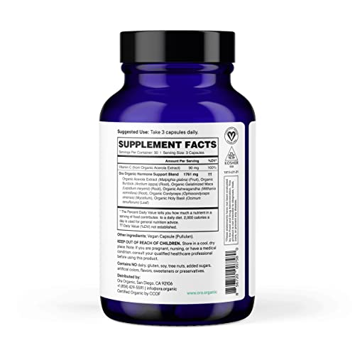 Ora Organic Hormone Balancing Supplement - Supports Skin, Mood, Energy & PMS - 90 Capsules