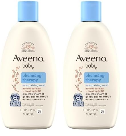 Aveeno Baby Body Wash - Moisturizes & Soothes Sensitive Skin, Natural Oatmeal - 8oz (Pack of 2)