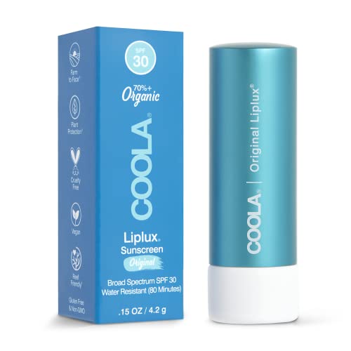 COOLA Organic Liplux Lip Balm SPF 30 - Nourishing & Water Resistant, Vanilla Peppermint - 0.15 Oz
