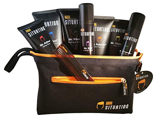 Hair Situation Gift Set - Alcohol-Free Gels, Natural Shampoo & High-Quality Comb - 7 Items