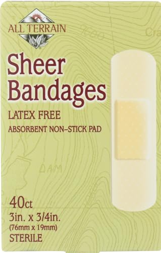 All Terrain Sheer Bandages - Latex-Free, Non-Stick, Safe for Sensitive Skin - 40 Count