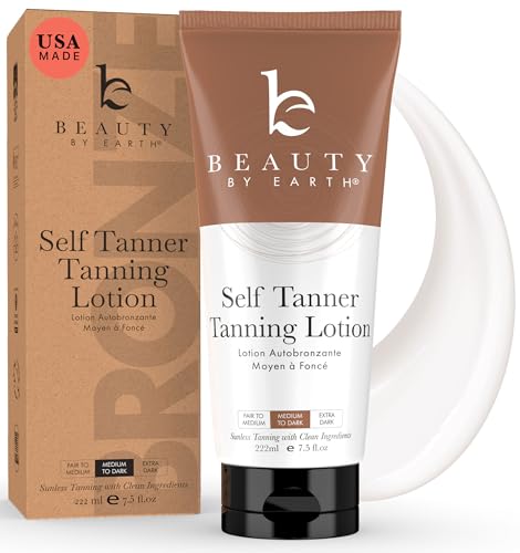 Beauty by Earth Self Tanner - Natural Glow with Aloe & Coconut, Streak-Free, Medium to Dark