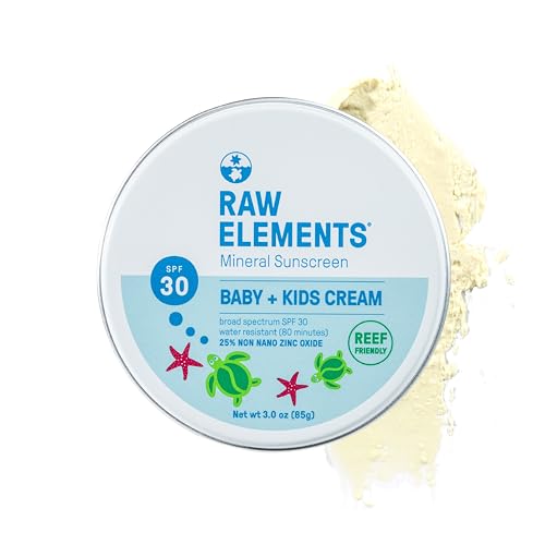 Raw Elements Kids Sunscreen SPF 30 - Non-Nano Zinc Oxide, Reef-Safe, Gluten-Free - 3 oz