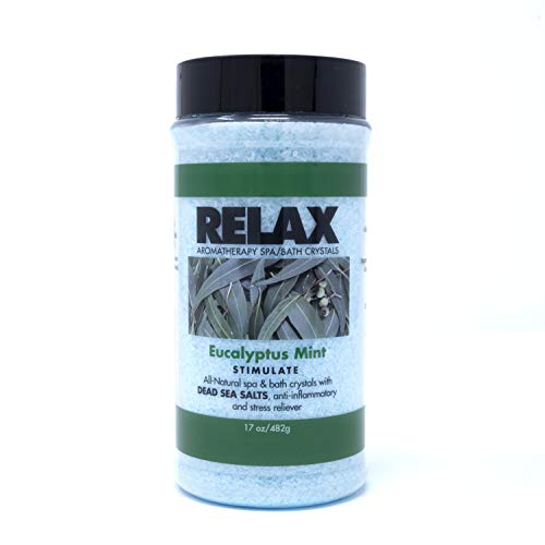 Relax Epsom Bath Salt Soak - Nourishing Dead Sea Minerals, Eucalyptus Mint Scent - 16oz