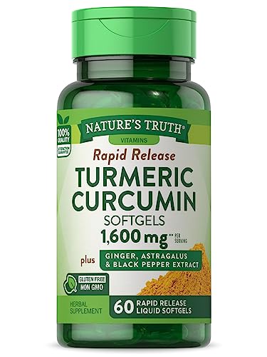 Nature's Truth Turmeric Curcumin Complex - 1600mg Herbal Blend with Ginger, Non-GMO - 60 Softgels