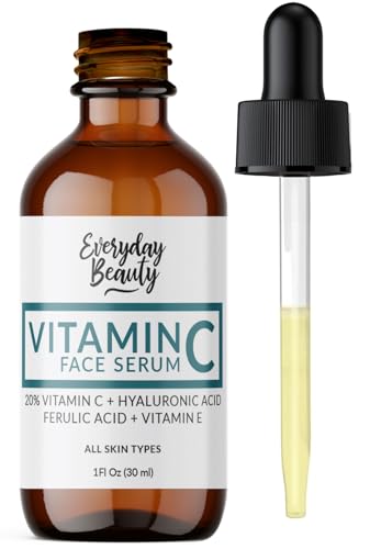 Vitamin C Face Serum - Brightens Skin, Hydrates with 20% Vitamin C & Hyaluronic Acid - 1 Fl Oz