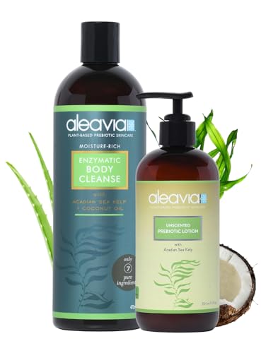 Aleavia Body Wash & Lotion Bundle - Fragrance-Free, Nourishing, Vegan - 16oz & 12oz