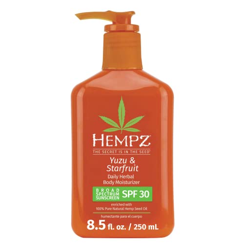 Hempz Yuzu & Starfruit Body Lotion - SPF 30 Protection, 100% Natural Hemp Seed Oil - 17oz