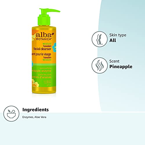 Alba Botanica Face Cleanser - Nourishing Pineapple Enzyme, 100% Vegetarian - 8 Oz