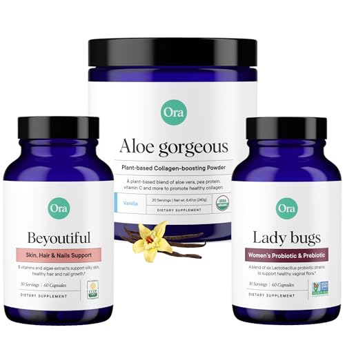 Ora Organic Collagen Booster - Supports Hair, Skin & Nails, Vegan Probiotics - Vanilla, 20 Servings