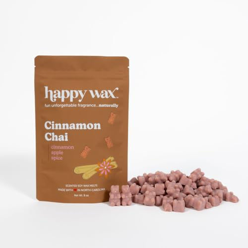 Happy Wax Cinnamon Chai Scented Wax Melts - Natural Essential Oils, Non-Toxic - 8oz Pouch