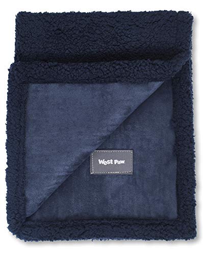 West Paw Big Sky Dog Blanket - Soft Faux Suede, Machine Washable, Midnight Blue - Medium Size