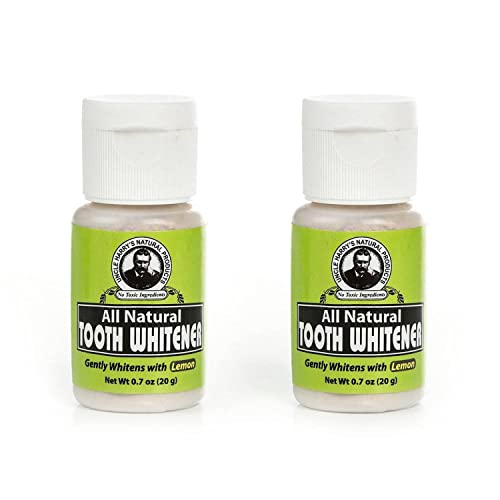 Uncle Harry's Natural Tooth Whitener Powder - Vegan, Gluten-Free, Made in USA - 2x0.7oz