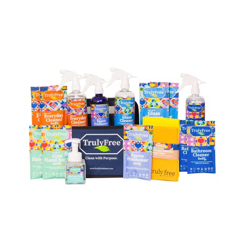 Truly Free Bathroom Cleaning Bundle - Natural, Non-Toxic Cleaners, 7 Essential Products