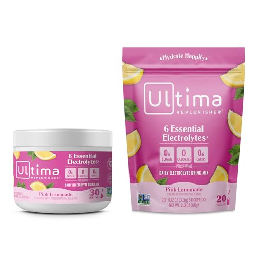 Ultima Replenisher Electrolyte Powder - Hydration with 6 Electrolytes, Keto & Vegan - 30 Servings