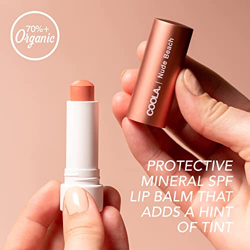 COOLA Tinted Lip Balm & Mineral Sunscreen SPF 30 - Nourishing, Vegan, Water Resistant - 0.15 Oz