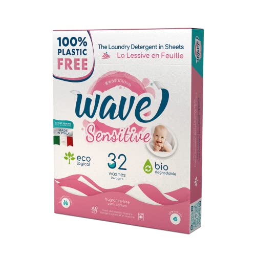 Wave Laundry Detergent Sheets - Powerful, Fragrance-Free, 100% Plastic-Free - 64 Loads