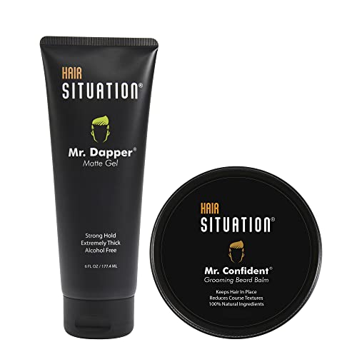 Mr. Dapper Hair Gel & Mr. Confident Beard Balm - Strong Hold, All-Natural Ingredients - 8oz