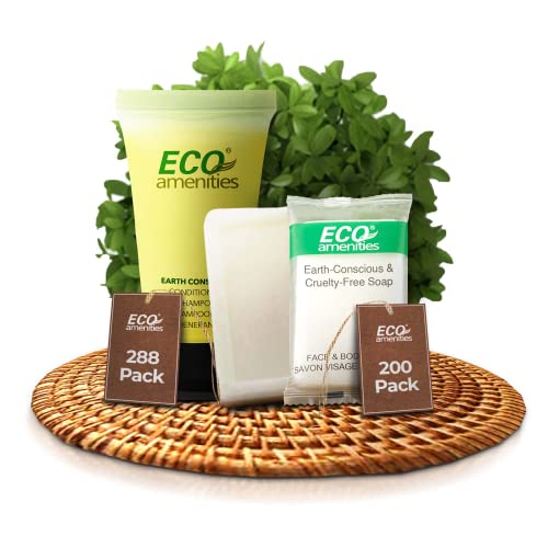 ECO Amenities Travel Size Toiletries - Natural Green Tea Scent, Biodegradable Packaging - 200 Bars