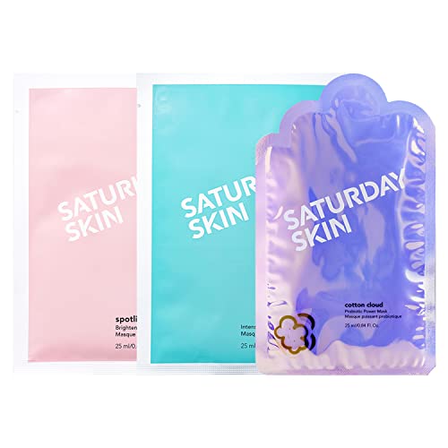 Saturday Skin Face Mask Set - Brightening Hydration, Probiotics & Prebiotics - 3 Masks