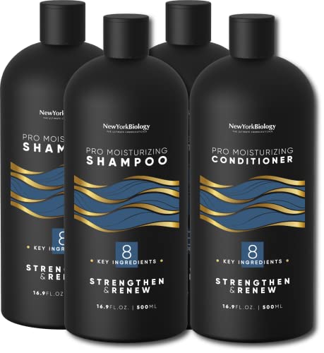 New York Biology Shampoo & Conditioner Set - Hydrating, Moisture Lock, Color Safe - 16.9oz