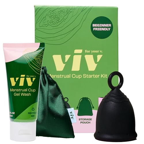 Viv For Your V Menstrual Cup Kit - Comfortable, Reusable Silicone with Travel Pouch & Guide