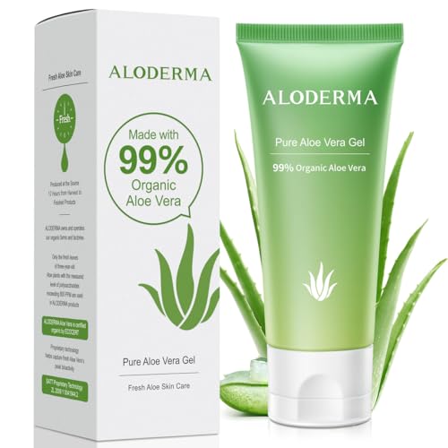 Aloderma After Sun Aloe Vera Gel - Instant Hydration, USDA Organic, Travel Size 1.5oz