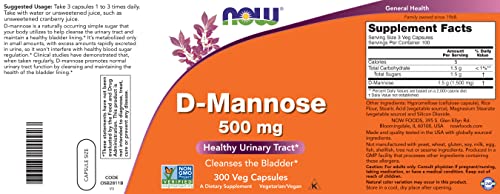 Now D-Mannose Dietary Supplement - Supports Urinary Health, Vegan, Non-GMO - 300 Capsules