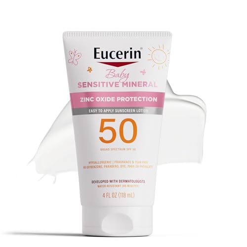 Eucerin Mineral Baby Sunscreen SPF 50 - Zinc Oxide Protection, Hypoallergenic - 4 Fl Oz