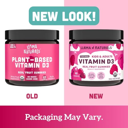 Llama Naturals Vitamin D3 Gummies - Supports Healthy Bones & Immunity, Organic Raspberry - 60 ct