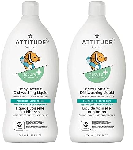 ATTITUDE Dishwashing Liquid - Natural Pear Nectar, Hypoallergenic & Vegan - 23.7 Fl Oz (Pack of 2)