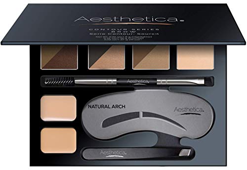 Aesthetica Brow Contour Kit - Complete Eyebrow Grooming Set, Cruelty-Free - 16-Piece Palette