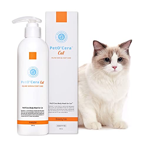 Breezytail PetO’Cera Cat Shampoo - Hypoallergenic Itch Relief, Natural Ingredients - 10.1oz