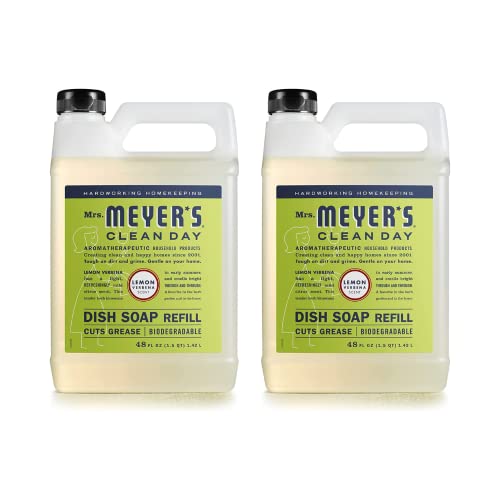 Mrs. Meyer's Liquid Dish Soap Refill - Cuts Grease, Biodegradable Formula, Lemon Verbena - 48 Fl Oz