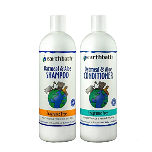 Earthbath Pet Grooming Set - Itchy Skin Relief with Oatmeal & Aloe, Fragrance-Free - 16oz