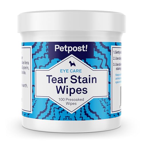 Petpost Tear Stain Remover Wipes - Natural Formula, Soft Cotton, Vet Approved - 100 ct