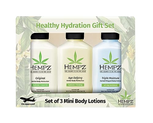 Hempz Body Lotion Set - Hydrating, Age Defying, Shea Butter Nourishment - 3 Travel Creams, 2.25 Oz