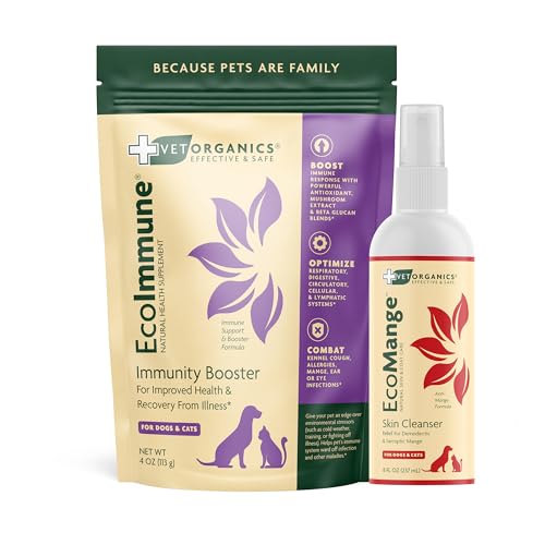 EcoMange & EcoImmune Dog and Cat Supplements - Skin Relief & Immune Support, 8oz Bundle